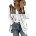 thumbnail image 2 of BSDJILFG Plus Size Sherpa Vests Women Sleeveless Fleece Jacket Zipper Vintage Color Blocked Warm Fuzzy Winter Outerwear with Pockets, 2 of 5