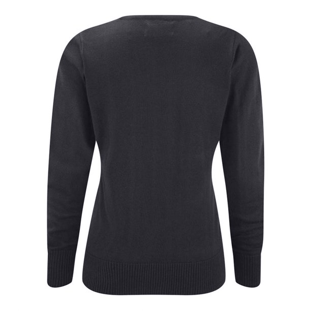 Russell Collection - Chaqueta de punto con cuello en V para mujer (Negro)