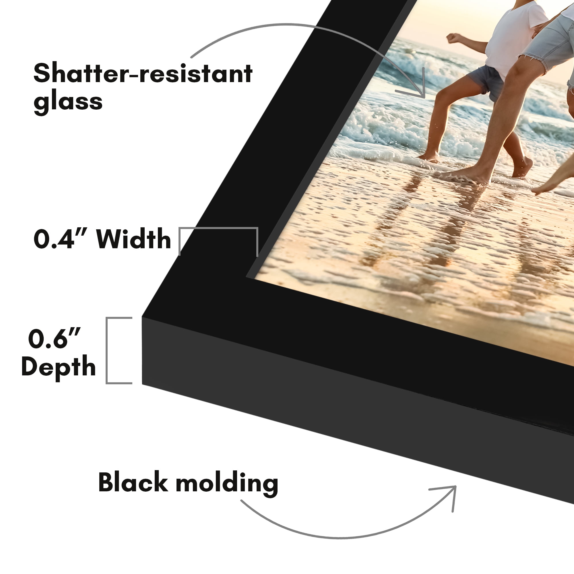 Americanflat 8x12 Picture Frame with Shatter-Resistant Glass 2 Pack Streamline Collection Thin Border - Black
