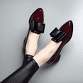 thumbnail image 2 of New Women's Loafers Bow Decor Pointed Toe Flat Shoes for Women Patent Leather Shallow Mouth Commuter Casual Shoes for Women, 2 of 6