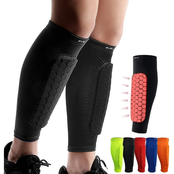 HiRui Soccer Shin Guards Shin Pads for Kids Youth Adult, Calf Compression Sleeve with Honeycomb Pads, Support for Shin Splint Baseball Boxing Kickboxing MTB, Lightweight(1PAIR)