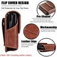 thumbnail image 2 of Haobuy for Samsung Galaxy Z Flip 5 / Z Flip 4 /Z Flip 3 Leather Phone Holster with Belt Clip Pouch Waist Bag for Motorola Razr-Brown, 2 of 5