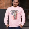 thumbnail image 4 of Cowboy Country Steer Head Long Sleeve T-shirt Vintage Cow Skull American Flag, 4 of 7
