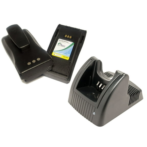 2x Pack - Motorola EP450 Battery   Charger - Replacement for Motorola NNTN4851A Two-Way Radio Battery and Charger (1600mAh, 7.5V NI-MH)