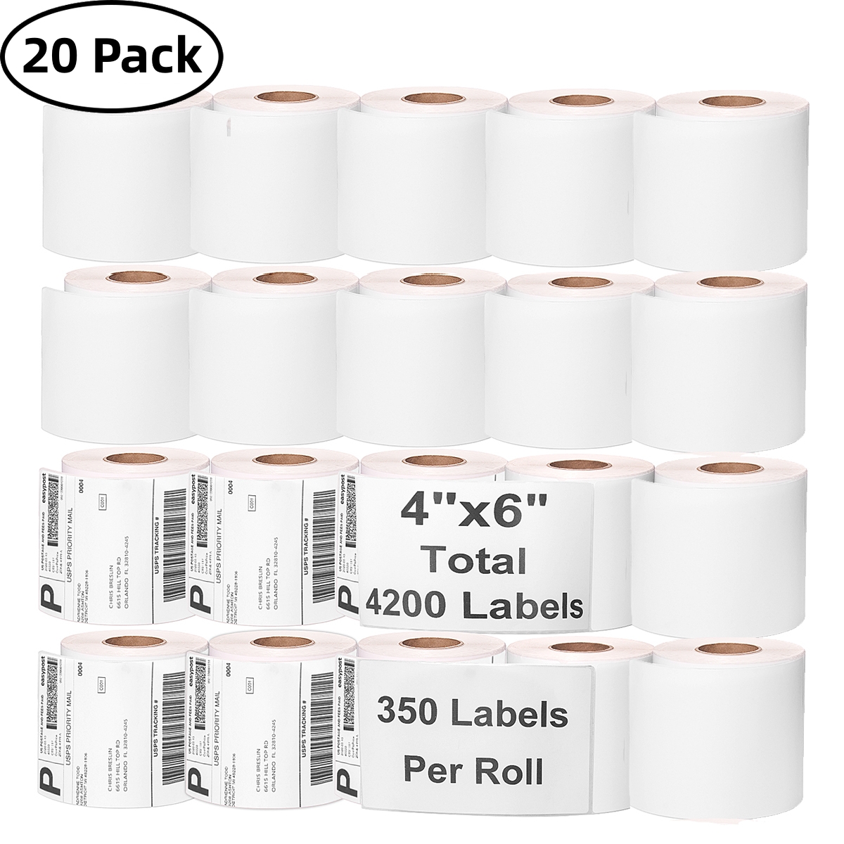 (20 Rolls=7000 Labels) Thermal Labels 4'' x 6'', Blank Shipping Labels ...