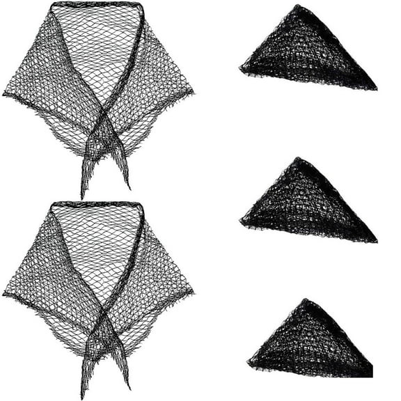 NOGIS 5 Pcs Cotton Triangle Hair Net for Rollers, Women Hair Net Mesh Hair Net Sleeping Crochet Hair Net Women Sleep Net Triangular Hair Setting Net for Sleeping, Black, 17 x 17 x 33 Inches