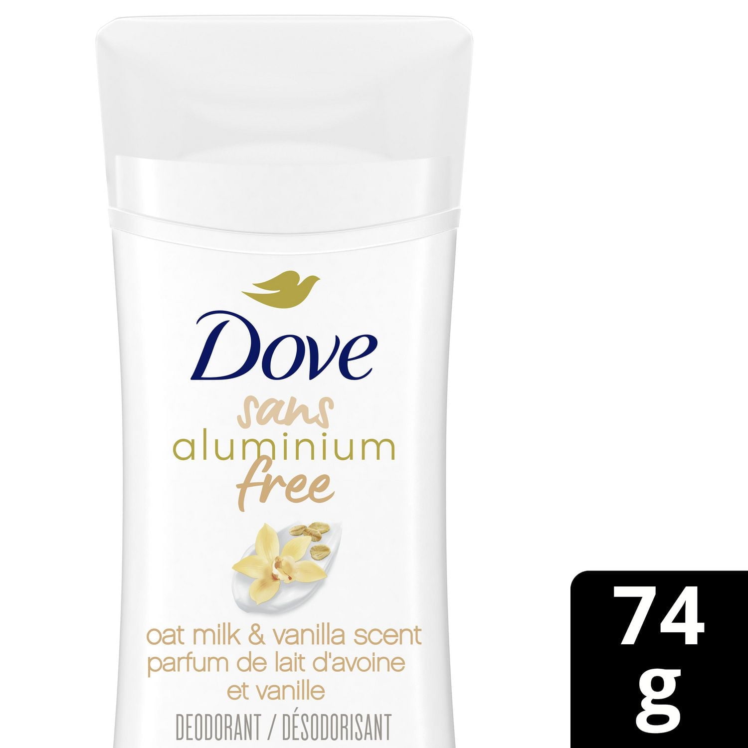 DoveAluminumFreeDéodorantforWomenwith1/4MoisturizersOatMilk&VanillaScentforSoft,ComfortableUnderarms,74g