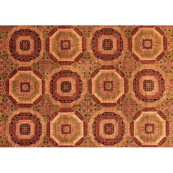 Ahgly Company Indoor Rectangle Abstract Orange Modern Area Rugs, 4' x 6'