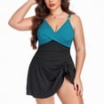 thumbnail image 2 of mgoYE Women Swimsuits Tummy Control One Piece Swimdress Swimsuits for Women Tummy Control Swim Dresses Skirt Bathing Suit(Blue,L), 2 of 7
