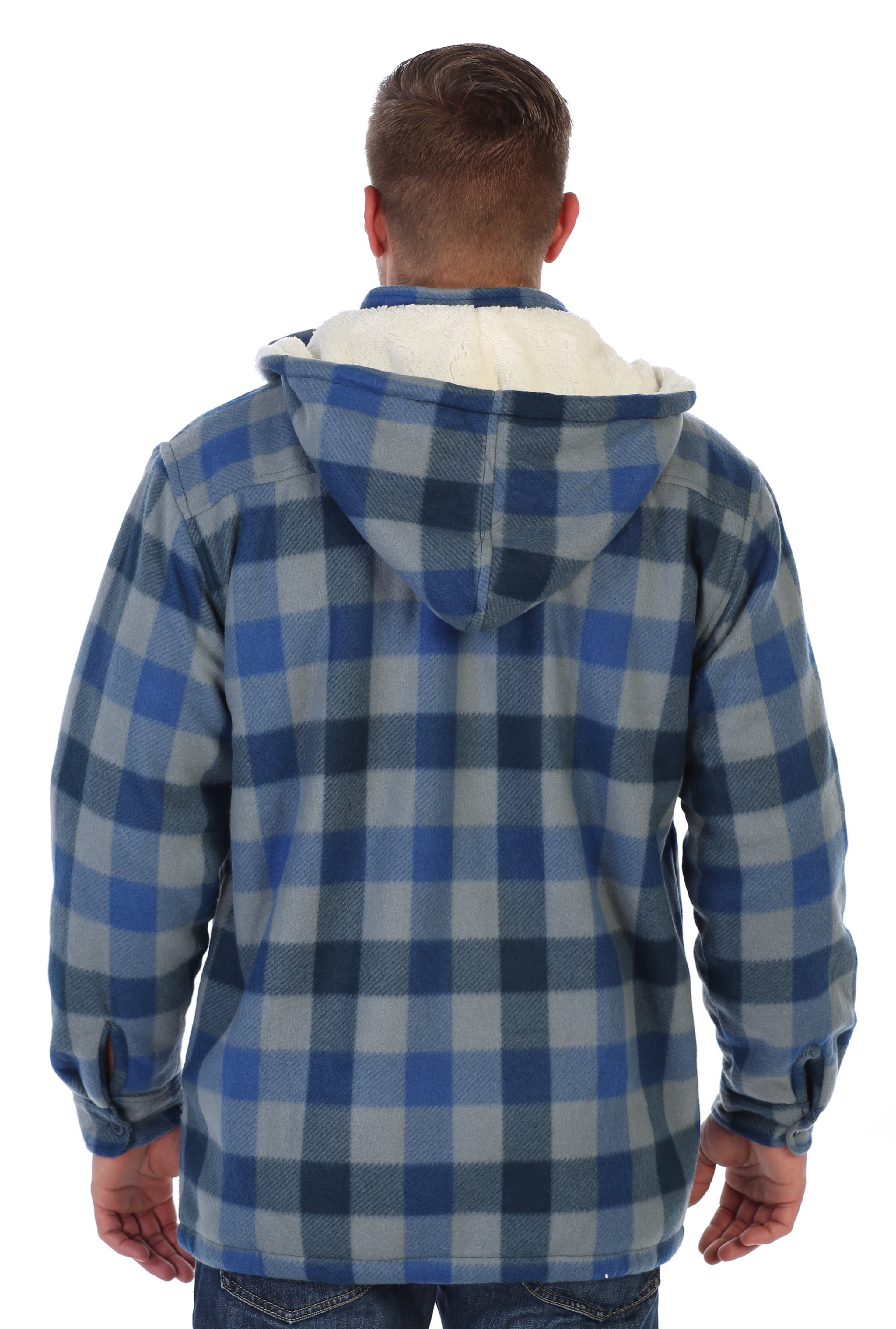 Gioberti Mens Sherpa Lined Flannel Jacket with Removable Hood