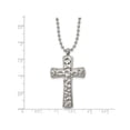 thumbnail image 3 of Mens Titanium Hammered Carbon-Fiber Reversible Cross Pendant Necklace with Ball Chain, 3 of 4
