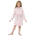 thumbnail image 6 of FORMRS Niños Bathrobe Unisex Hooded Robe Soft Plush Pajamas Sleepwear, Size 10-12T, Pink Checkered Heart, 6 of 7