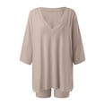 thumbnail image 5 of WAYUTE Womens Sets 2 Piece Outfits Oversized Oversized V Neck Short Sleeve T Shirt and Shorts Activewear Travel Baggy Matching Clothing, 5 of 6