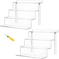 thumbnail image 1 of 2 pcs 4 Tier 12x 9 Inch Acrylic Display Stand Riser Shelf Clear Risers Perfume Stand for Tier Tiered Decoration and Organize Step Cupcakes Table Cabinet Countertops Collectibles, 1 of 7
