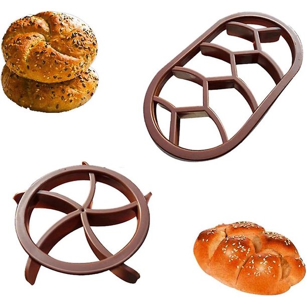 Juego de moldes para prensar masa de pan Cuchillo para pan Molde para rollos de repostería Cuchillo de repostería de plástico redondo ovalado