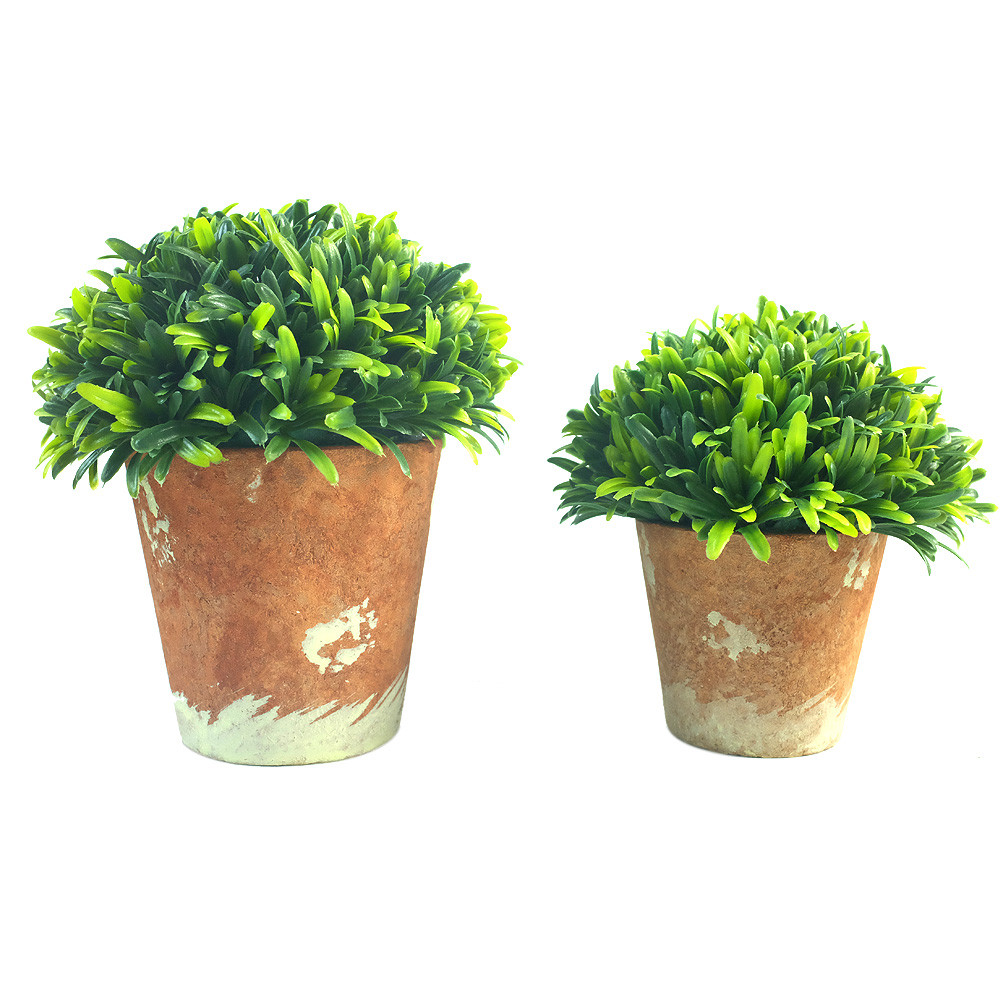 Artificial Potted Plant 5" Green Mini Plastic Artificial Plants Faux Topiary