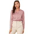 thumbnail image 1 of Camisa de trabajo de manga larga con blusa elegante con cuello en V de oficina para mujer Rosa empolvado M INSPIRE CHIC Camisa, 1 of 6