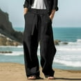 thumbnail image 2 of SHTXOZHI Mens Elastic Waist Casual Pant Wide Leg Belted Baggy Streetwear Trousers with Pockets, 2 of 7