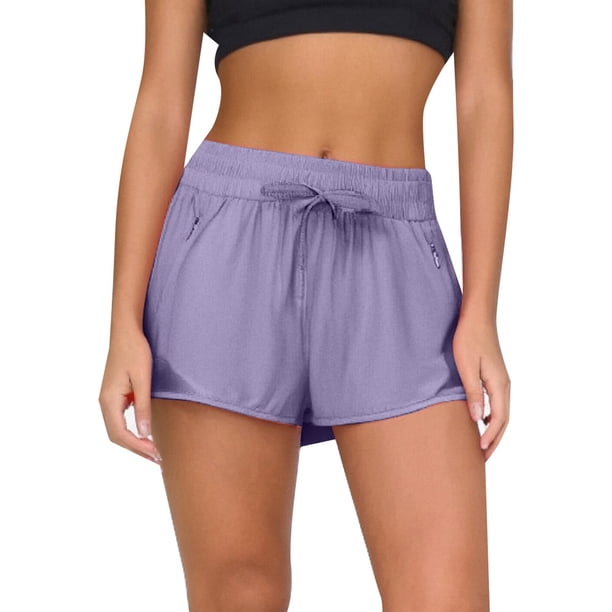 Pantalones cortos deportivos de verano holgados para mujer, transpirables, con bolsillos con cremallera