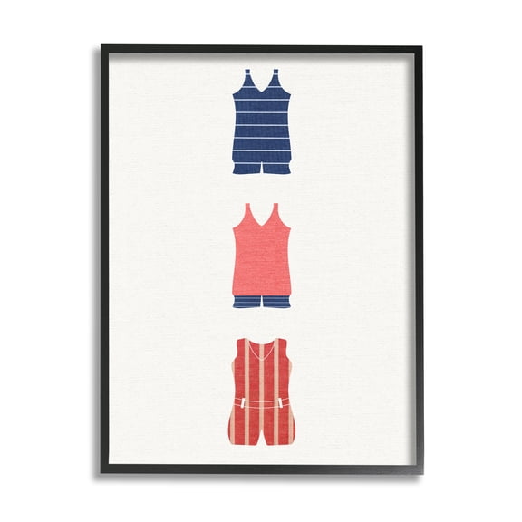 Stupell Industries Nautical Swim Clothes Beauty & Fashion Painting Black Framed Art Print Wall Art, 11 x 14