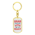 thumbnail image 4 of Lets Get Hunt Hunter'S Keychain Stainless Steel or 18k Gold Dog Tag Keyring, 4 of 10