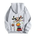 thumbnail image 4 of Fiaer Christmas Womens Hoodies Oversized Cute Graphic Full Zip up Hooded Jacket Drawstring Long Sleeve V-Neck Pocket Hooded Sweatshirts Grey S, 4 of 5