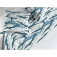 thumbnail image 2 of Nautical Bed Runner Set, Digital Drawn Whale Pattern With Ocean Waves Moby Dick Print Artwork, Decorative Bedding Scarf & 2 Pillow Shams for Hotels Homes, King, Sea Blue Soft Blue White, by Ambesonne, 2 of 3