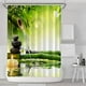 thumbnail image 1 of Cortina de ducha impermeable a prueba de moho tela de poliéster lavable a máquina cortinas de ducha con 12 ganchos para baño 180x180cm (bambú verde) JAMW Sencillez, 1 of 5