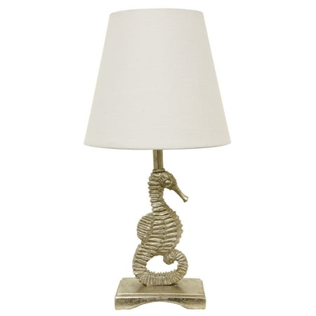 Décor Therapy Poly Resin Sea Horse Accent Table Lamp, Gold Finish