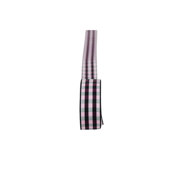 Ribbon Bazaar Ruban Vichy Taffetas 5/8 Pouces Noir & Rose 25yd 100 % Polyester