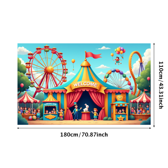 Yatrandify Colorful Theme Welcome Carnival Banner Decorative Design Amusement Park Polyester Material Balloon Decoration for Birthday Party Kids Event Celebration