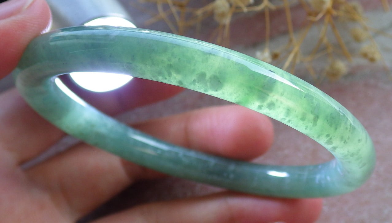 Icy Green Natural A JADE Jadeite Circle Bangle Bracelet 57 mm 683845 TN