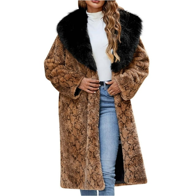 Manteaux pour Femmes Femmes Dames Chaud Veste en Fausse Fourrure Hiver Uni Col Rabattu Manteau d'Extérieur Gaoy Mat Pardessus Manteaux pour Femmes