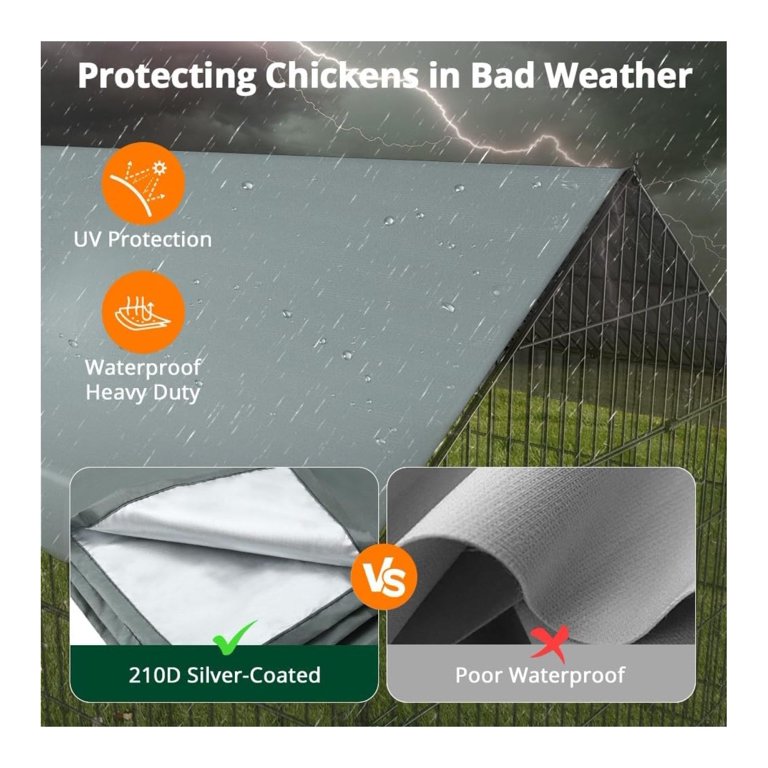 Keyohome Outdoor Chicken Run Cover Easy To Install Chicken House Cover Versatile Chicken Run Pen Cover Detachable Waterproof Chicken Run Hen House Cover