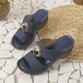 thumbnail image 5 of Women's Spring And Summer New Large Size Wedge Slippers Beach Metal Buckle Wedge Sandals Fashion Casual Beach Sandals Summer Sandals for Women Blue 36, 5 of 8
