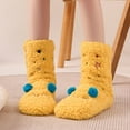 thumbnail image 5 of Xfvqtps Women Wool Socks Extra Thick Winter Warm Cute Embroidery Non Slip Home Cotton Floor Socks Yellow, 5 of 8