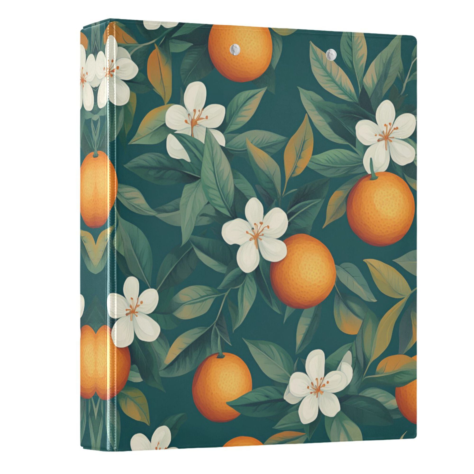 FORMRS 3 Ring Binder with Pockets 1.5" D-Rings Clip Board 200 Sheets Capacity, Floral Orange Pattern