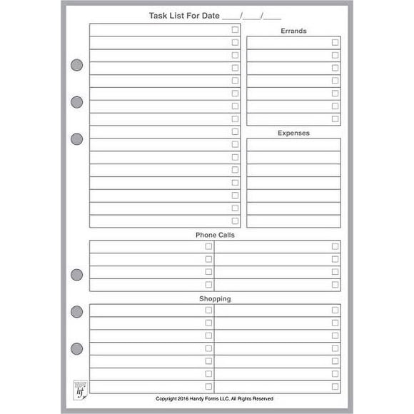 Inserto planificador diario A5 Handy Forms para cuadernos 6 anillos Filofax LV (GM) Kikki K TMI 5.83' x 8.27'