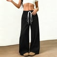 thumbnail image 2 of JSKUMAR Wide Leg Pants for Women Drawstring Pants Casual Elastic Waist Comfy Loose Fit Trousers with Pockets 2XL,Black, 2 of 7