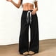 thumbnail image 1 of Pincandy Women's Solid Color Faux Suede Elastic Waist Wide Leg Pants - High Stretch Casual Loose Fit with Pockets, Perfect for Daily Wear & Weekend Getaways, 1 of 7