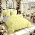 thumbnail image 2 of Manfei Minimalism Check 7-Piece Twin Bedding,Classic Plaid Bedding Comforter Set,Yellow White,Light Gray Reversible, 2 of 7