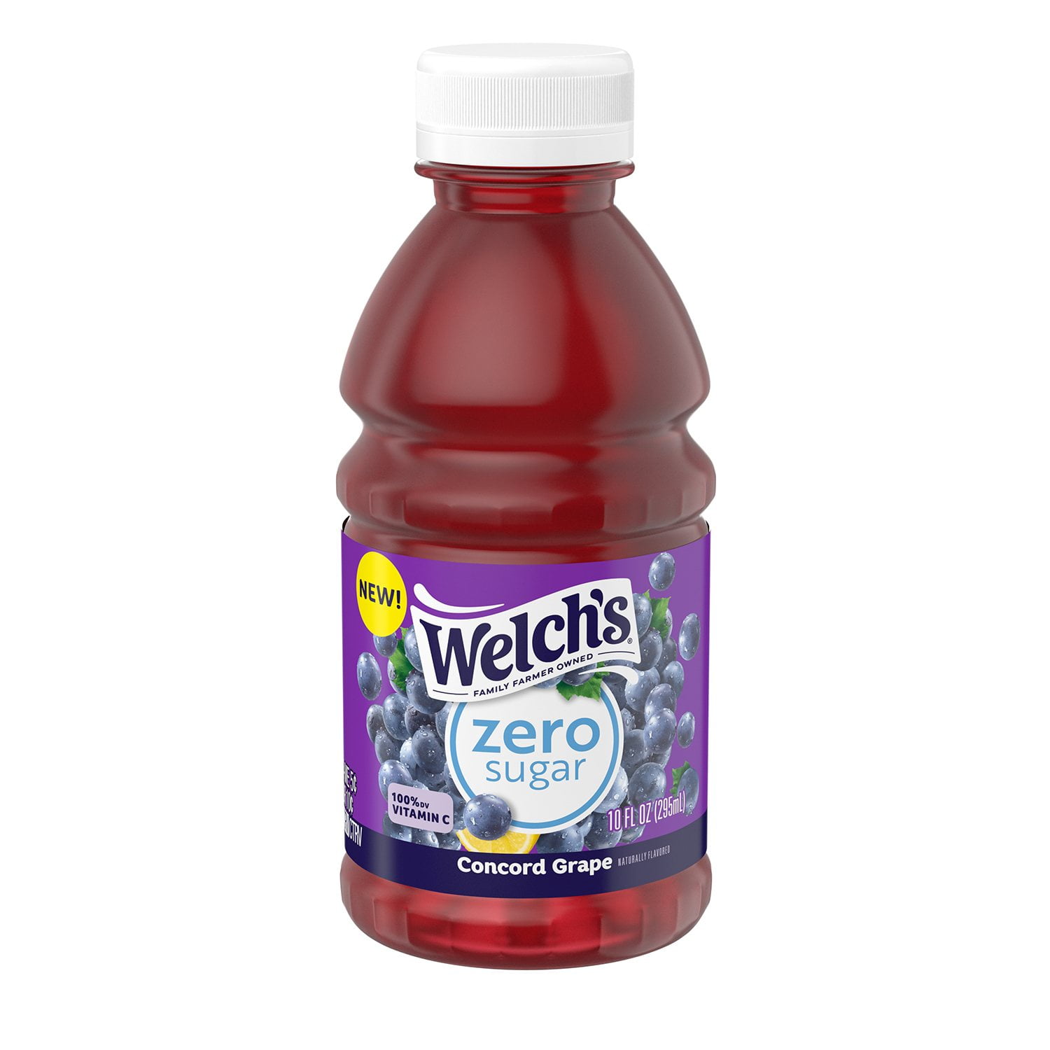 Welch's Zero Sugar Drink Variety Pack, Tropical Punch / Strawberry / Concord Grape, 10 fl oz On-the-Go Bottle (Pack of 24)