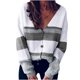 thumbnail image 2 of Pntutb Otoño Invierno Mujer Punto Cuello en V Costura Botón Rayas Suéter top Pntutb Pntutb-48, 2 of 6