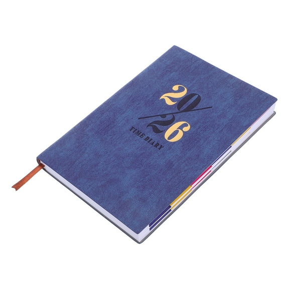 OFFIGAM 2026 Yearly Planner with Dark PU Cover, Rounded Corners, Tabs for Organized Scheduling and Effective Time Management