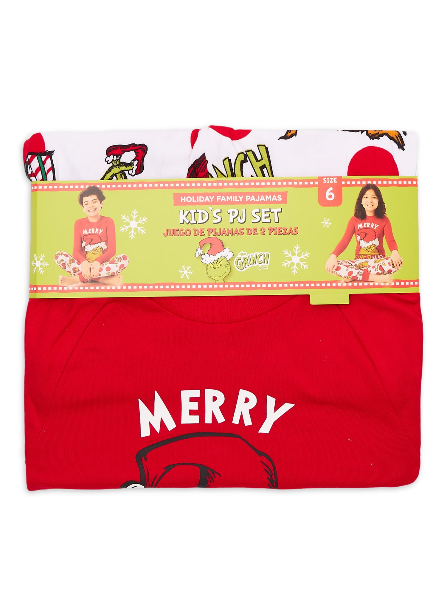 Dr. Seuss Unisex Kids Grinch Matching Family Pajamas Set, 2-Piece, Sizes 6-12