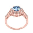 thumbnail image 4 of Aonejewelry 1.00 Carat Blue-Topaz Gemstone and Halo Diamond Ring in 10K Solid Rose, White & Yellow Gold, 4 of 8