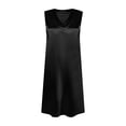 thumbnail image 5 of Fewfanhot Sleepwear for Women V-Neck Short Sleeve Satin Nightgown Dress, Loose Loungewear Slip Dress, Comfortable Home Dress for Relaxation, 5 of 5