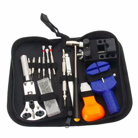 Stainless Steel Sill 13-Piece Professional Stainless Steel Plastic Watch Maintenance Repair Tool Set Black & Orange & Sil ()