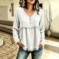 thumbnail image 6 of NominalSnug Tassel Tops for Women Fall Winter Long Sleeve Shirts V Neck Babydoll Loose Fit Blouses, 6 of 6