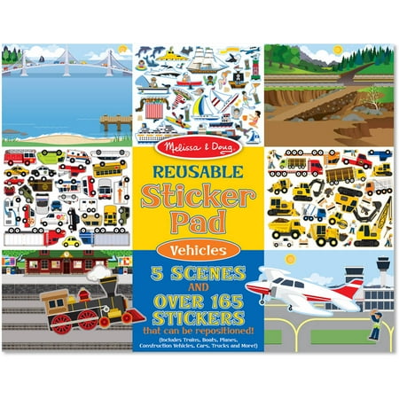 Melissa & Doug Reusable Sticker Pad: Vehicles - 165+ Reusable Stickers